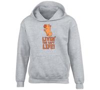 Shopagift Livin the Capy Life Kids Hoodie Funny Joke Capybara Hoody Hooded Top Boys Girls Grey