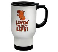 Shopagift Livin The Capy Life Travel Mug Funny Joke Capybara Stainless Steel 14oz Cup