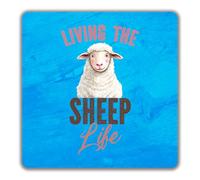 Shopagift Living the Sheep Life Funny 2 Pack Coasters - 9cm x 9cm
