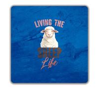 Shopagift Living the Sheep Life Funny 2 Pack Coasters - 9cm x 9cm
