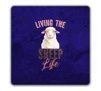 Shopagift Living the Sheep Life Funny 2 Pack Coasters - 9cm x 9cm