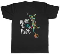 Shopagift Lizards are My Thing Mens T-Shirt Gecko Iguana Chameleon Tee Black