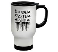 Shopagift Louder Fast Heavier! Funny Heavy Metal Music Travel Mug Stainless Steel 14oz Cup