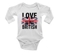 Shopagift Love Being British Britain Union Jack Proud UK Baby Grow Vest Bodysuit Boys Girls L/S