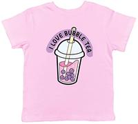 Shopagift Love Bubble Tea Kids T-Shirt Boba Lover Childrens Tee Gift Light Pink