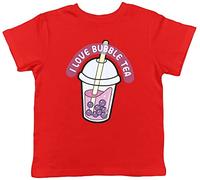 Shopagift Love Bubble Tea Kids T-Shirt Boba Lover Childrens Tee Gift Red