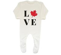 Shopagift Love Canada Baby Sleepsuit Romper Maple Leaf Canadian Proud Lover Boys Girls Gift White
