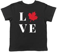 Shopagift Love Canada Kids T-Shirt Maple Leaf Canadian Proud Lover Childrens Tee Gift Black