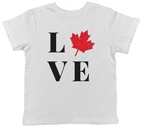 Shopagift Love Canada Kids T-Shirt Maple Leaf Canadian Proud Lover Childrens Tee Gift White