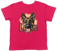 Shopagift Love German Shepherd Kids T-Shirt Dog Lover Pet Man's Best Friend Childrens Tee Boys Girls Pink