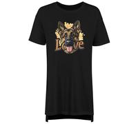 Shopagift Love German Shepherd Women's Nightie Dog Lover Pet Man's Best Friend Night Shirt Black