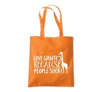 Shopagift Love Giraffes Because People Suck Funny Zoo Tote Shopping Beach Bag 10 Litres Capacity - 42cm x 38cm