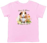 Shopagift Love Guinea Pigs Kids T-Shirt Home is Where My Guinea Pig is Childrens Tee Boys Girls Light Pink