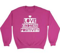 Shopagift Love Kindness Kids Sweatshirt Positivity Jumper Boys Girls Pink