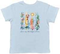 Shopagift Love Our Beautiful Oceans Sea Life Ocean Day Kids T-Shirt Childrens Tee Boys Girls Light Blue