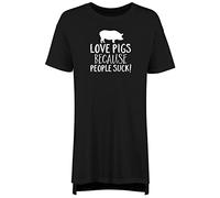 Shopagift Love Pigs Because People Suck Nightie Nightshirt Black
