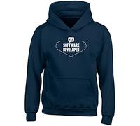 Shopagift Love Software Developer Childrens Kids Hooded Top Hoodie Navy Blue