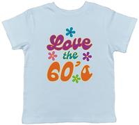 Shopagift Love The 60's Kids T-Shirt Hippie Culture Music Childrens Tee Gift Light Blue