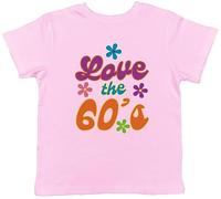 Shopagift Love The 60's Kids T-Shirt Hippie Culture Music Childrens Tee Gift Light Pink