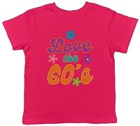 Shopagift Love The 60's Kids T-Shirt Hippie Culture Music Childrens Tee Gift Pink