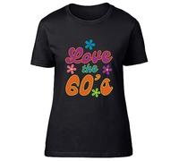 Shopagift Love The 60's Womens T-Shirt Hippie Culture Music Ladies Tee Gift Black