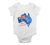 Shopagift Made in Australia Baby Vest Aussie Australian Map National Pride Bodysuit Boys Girls