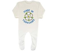 Shopagift Made in Yorkshire Baby Grow Romper Suit White Rose of York Boys Girls Gift