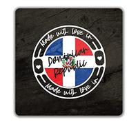 Shopagift Made With Love In Dominican Republic Country 2 Pack Coasters Gift - 9cm x 9cm