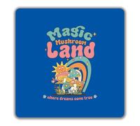 Shopagift Magic Mushroom Land Where Dreams Come True 2 Pack Coasters - 9cm x 9cm