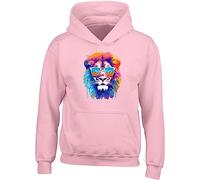 Shopagift Majestic Lion Kids Hoodie Sunglasses Mane Fierce Gift Hoody Hooded Top Pink
