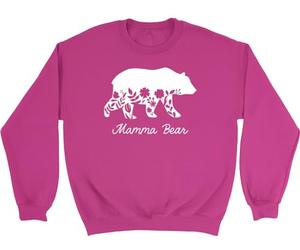 Shopagift Mamma Bear Sweatshirt Elegant Floral Print Unisex Jumper Pink