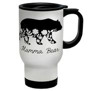 Shopagift Mamma Bear Travel Mug Elegant Floral Print Stainless Steel 14oz Cup