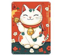 Shopagift Maneki-Neko Lucky Cat Japan Metal Poster Wall Tin Sign Man Cave Shed Bar Bedroom Home Kitchen - A4