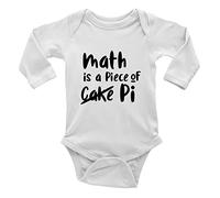 Shopagift Math is A Peice of Pi Long Sleeve Baby Grow Vest Bodysuit White