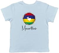 Shopagift Mauritius Flag Colour Country Childrens Kids T-Shirt Gift Light Blue