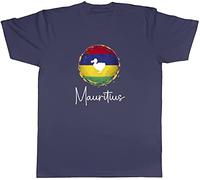 Shopagift Mauritius Flag Colour Country T-Shirt Gift Navy Blue