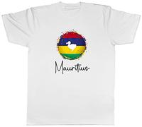 Shopagift Mauritius Flag Colour Country T-Shirt Gift White