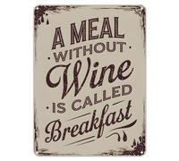 Shopagift Meal without Wine Breakfast Metal Poster Wall Tin Sign Man Cave Shed Bar Bedroom Home Kitchen - A4