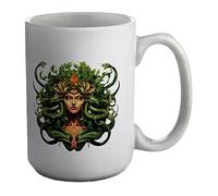 Shopagift Medusa Snake Head Mug Greek Mythology to Stone White 15oz Large Gift Ceramic Cup