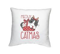 Shopagift Meowy Catmas Cushion Cover Funny Cat Christmas Xmas Bedroom Lounge Accessory - 40cm x 40cm