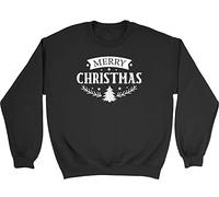 Shopagift Merry Christmas Xmas Kids Childrens Jumper Sweatshirt Gift Black