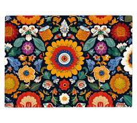 Shopagift Mexican Spanish Flower Pattern Glass Chopping Board Large Kitchen Worktop Saver 39cm x 28cm