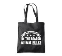 Shopagift Middle Child I'm The Reason we have Rules Tote Shopping Beach Bag 10 Litres Capacity - 42cm x 38cm