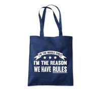 Shopagift Middle Child I'm The Reason we have Rules Tote Shopping Beach Bag 10 Litres Capacity - 42cm x 38cm