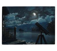 Shopagift Midnight Star Gazing Telescope Skies Glass Chopping Board Large Kitchen Worktop Saver 39cm x 28cm