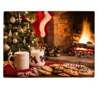 Shopagift Milk and Cookies Christmas Glass Chopping Board Large Kitchen Worktop Saver 39cm x 28cm