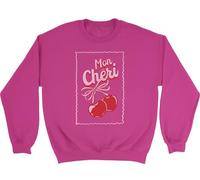 Shopagift Mon Cheri Cherry Fruit Lover National Cherry Day Kids Sweatshirt Jumper Boys Girls Pink