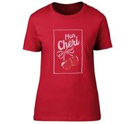 Shopagift Mon Cheri Cherry Fruit Lover National Cherry Day Womens T-Shirt Ladies Tee Red