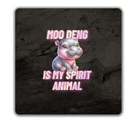 Shopagift Moo Deng is my Spirit Animal 2 Pack Coasters Funny Hippo Hippopotamus - 9cm x 9cm
