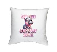 Shopagift Moo Deng is my Spirit Animal Cushion Cover Funny Hippo Hippopotamus Bedroom Lounge Accessory - 40cm x 40cm